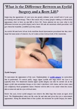 What is the Difference Between an Eyelid Surgery and a Brow Lift?
