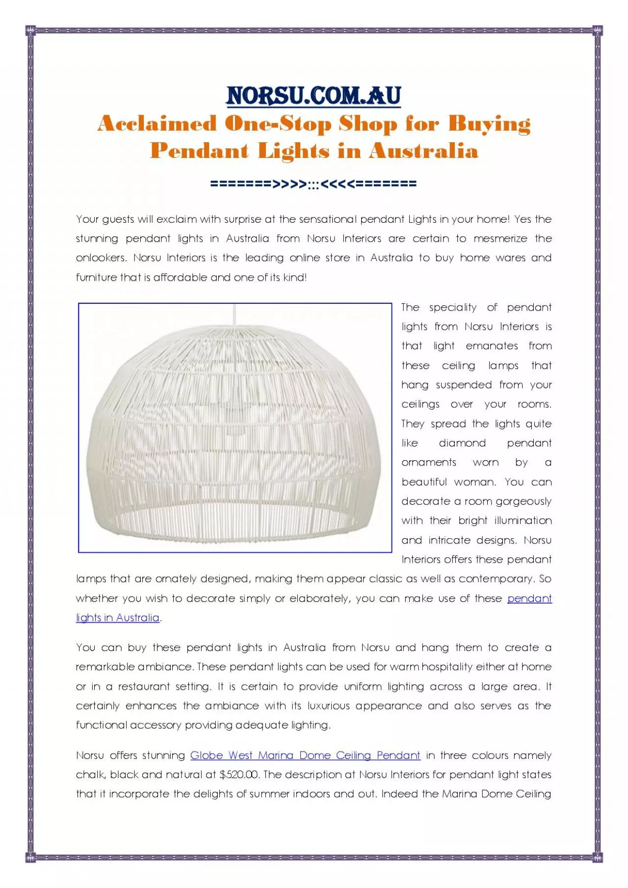 PDF-Buy Lamp And Pendant Lights In Australia