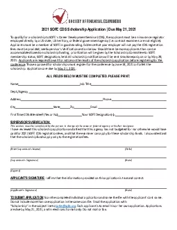 SOFE CDS Scholarship Application