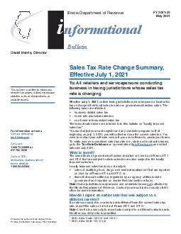 Sales Tax Rate Change Summary