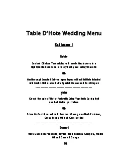 Table DHote Wedding Menu