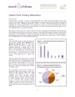 Special Care Nursery Admissions