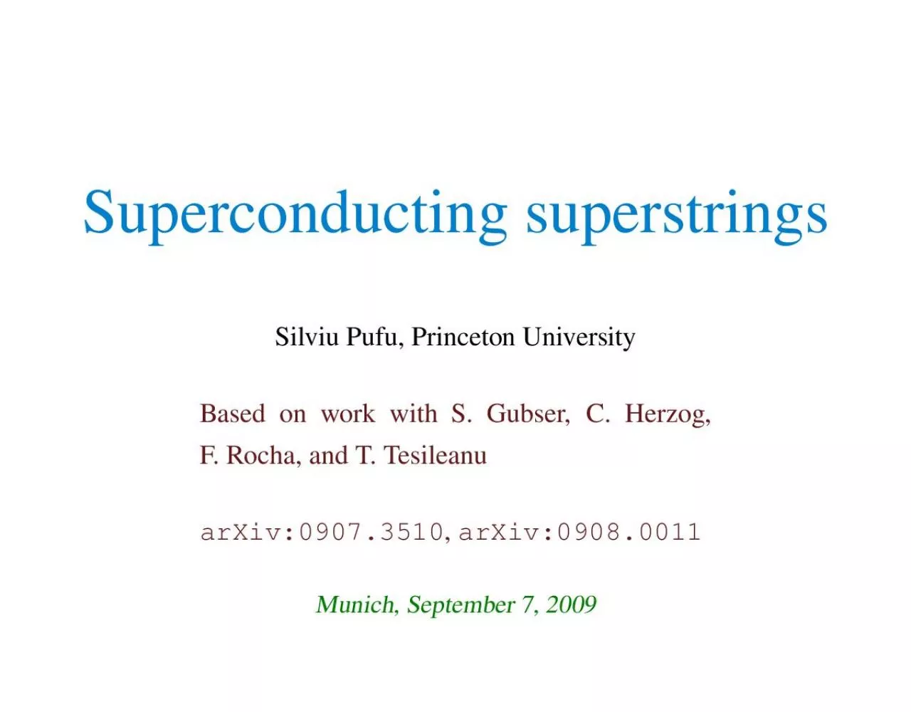 PDF-SPufuSuperconductingsuperstrings970921Outline