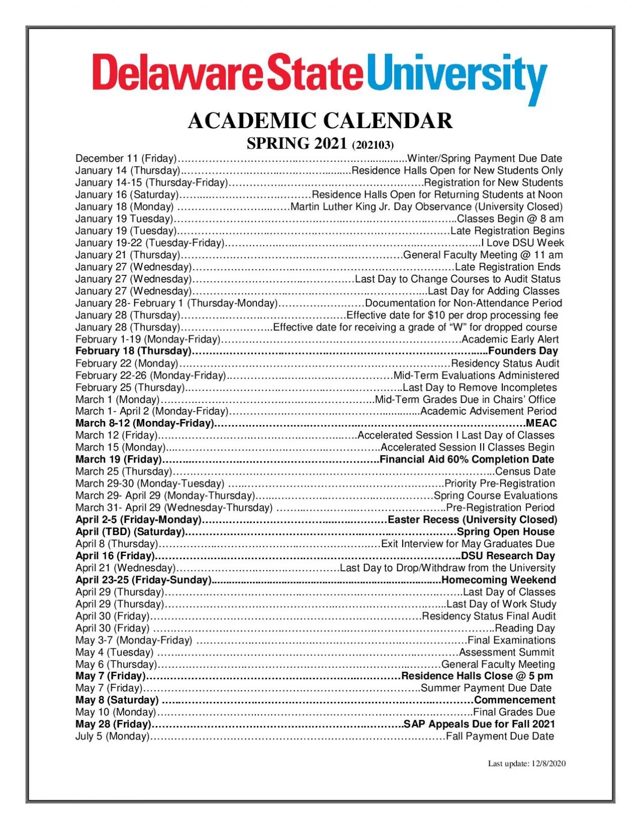 PDF-x0000x0000Last update 1282020ACADEMIC CALENDARSPRING 20December Frid