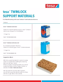 TWINLOCKSUPPORT MATERIALSFor Plate Mounting with tesa Twinlock SelfAd