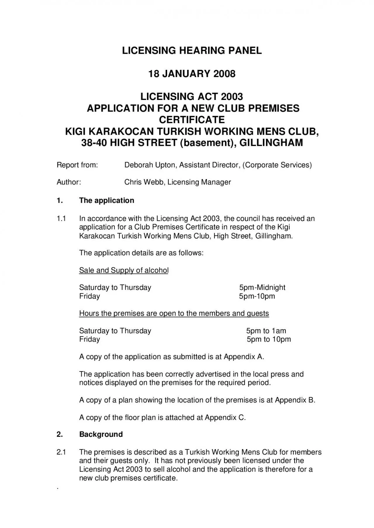 PDF-LICENSING HEARING PANEL 18 JANUARY 2008 LICENSING ACT 2003 APPLICAT