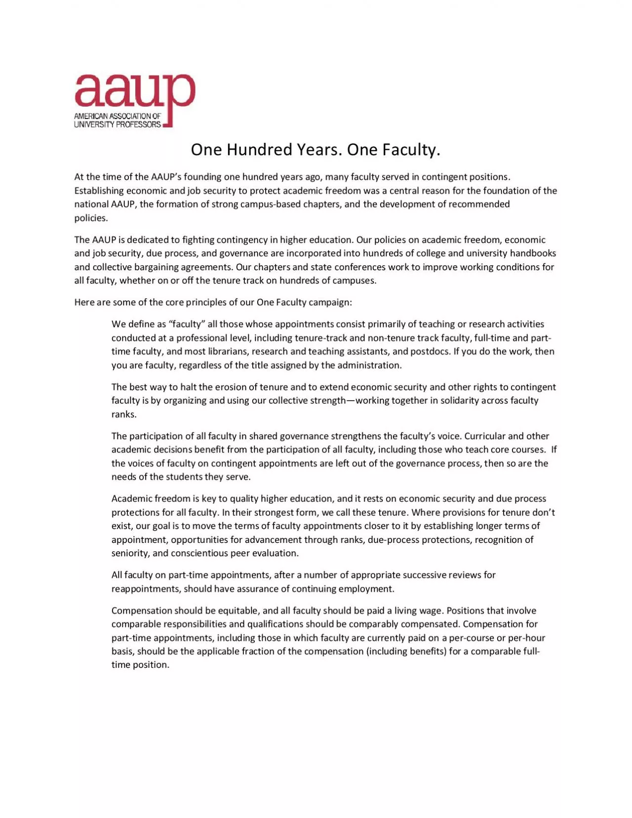 PDF-One Hundred Years One Faculty