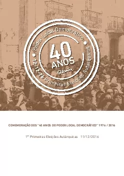 COMEMORAO DOS 14740 ANOS DO PODER LOCAL DEMOCRTICO148 1976  2016 Prim