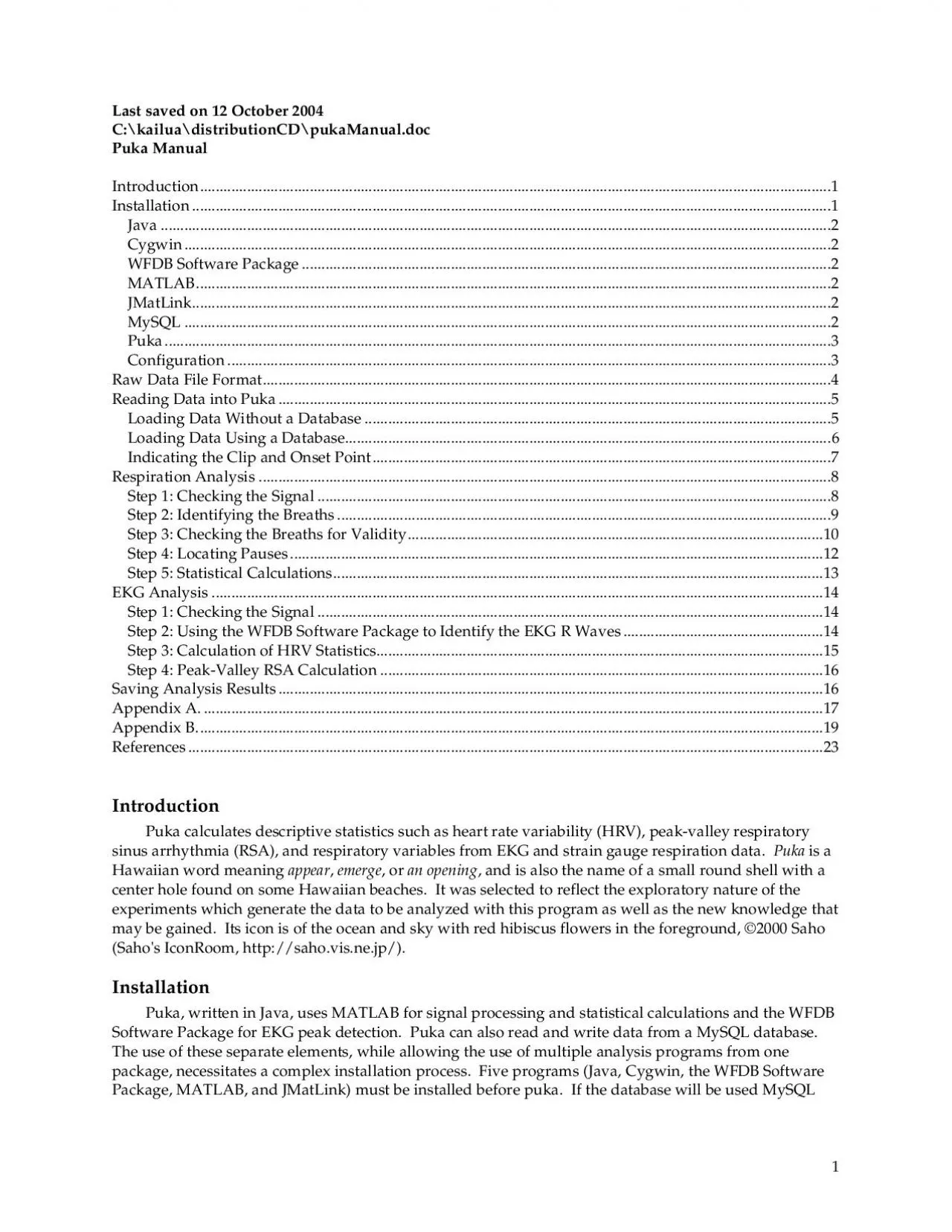 PDF-Last saved on 12 October 2004 CkailuadistributionCDpukaManualdoc Puka