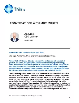 CONVERSATIONS WITH MIKE MILKEN