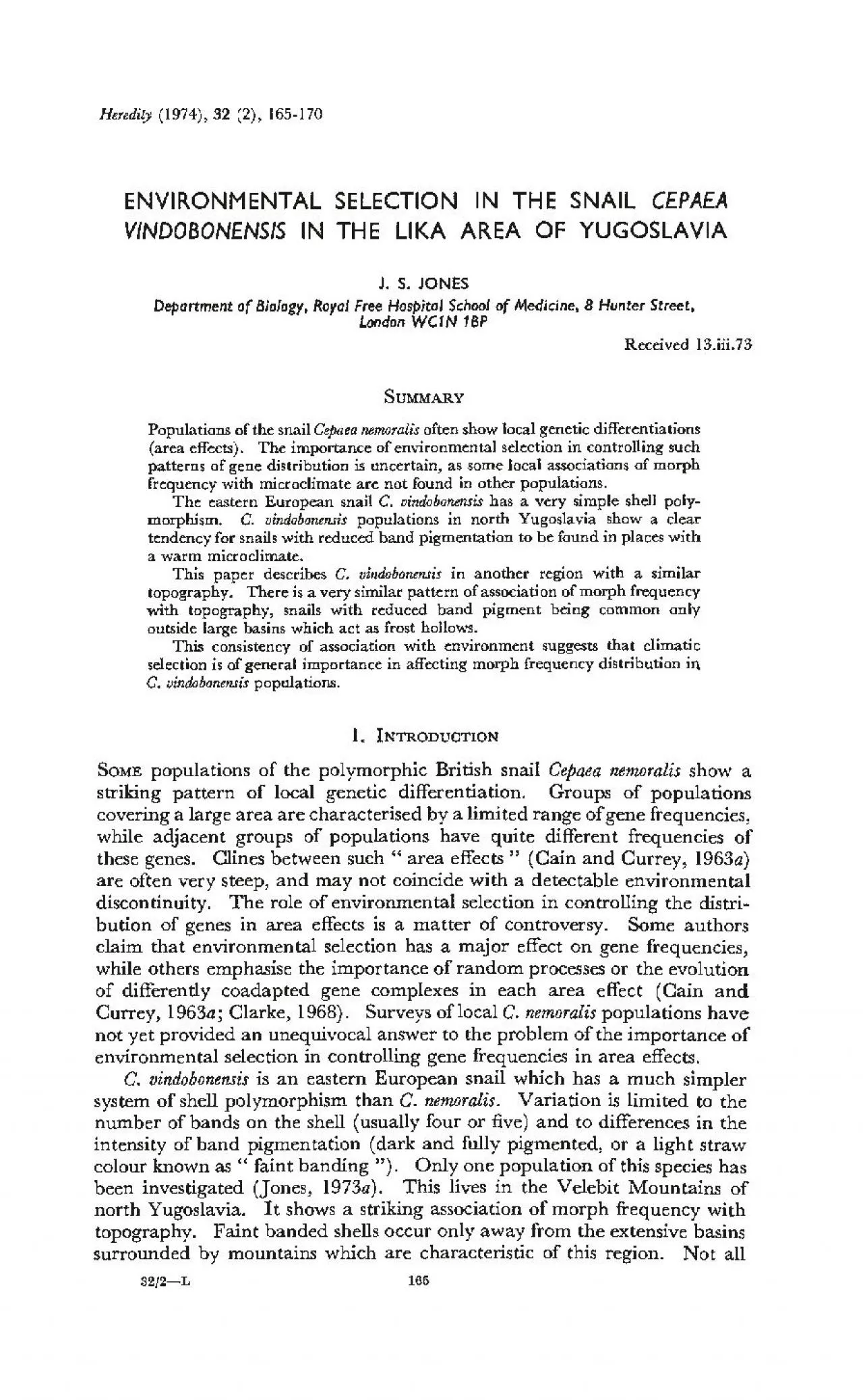 PDF-Heredity 1974 32 2 165170ENVIRONMENTALSELECTION IN THE SNAIL CEPAEAVN