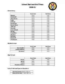 School Start and End TimesElementary