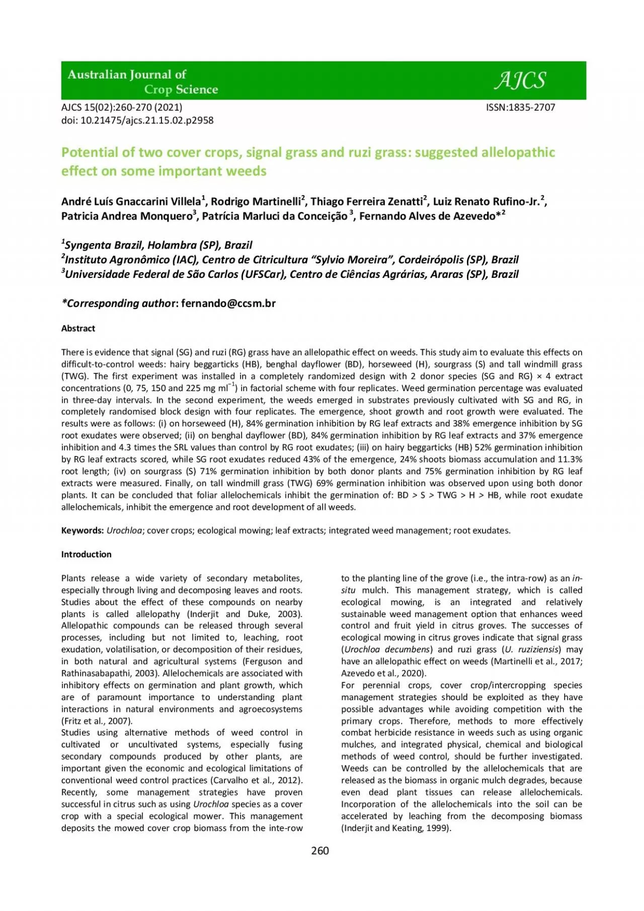 PDF-Potential of two cover crops signal grass and ruzi grass