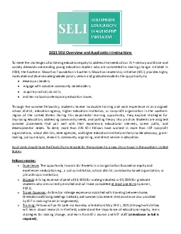 2021 SELI Overview and Application Instructions