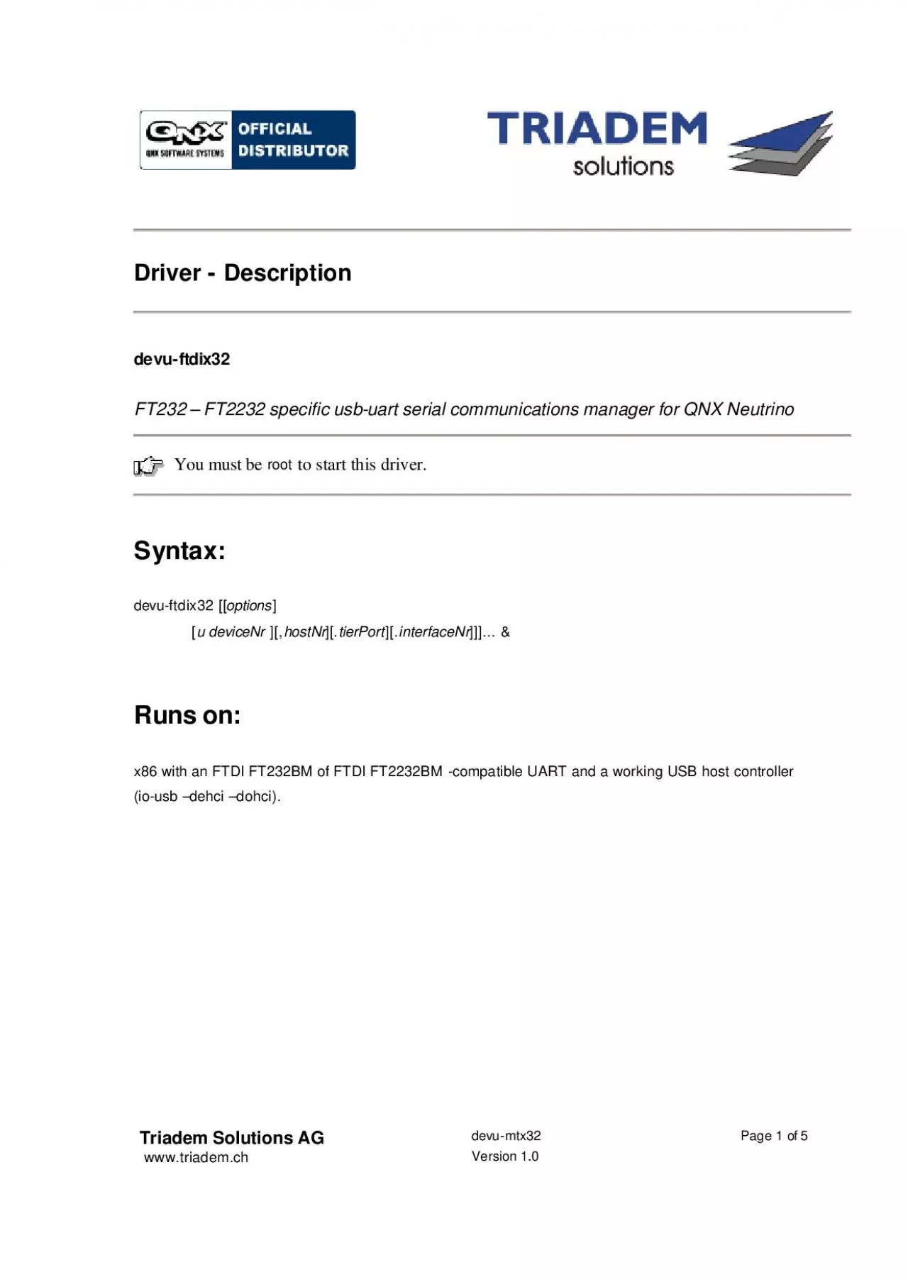 PDF-Triadem Solutions AG devu Page 1 of 5 wwwtriademch Version 10