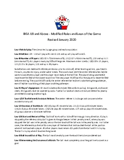 BISA U9 and Above Modified Rules and Laws of the GameRevised January20