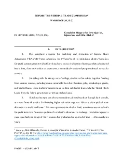 PAGE 1  COMPLAINT BEFORE THE FEDERAL TRADE COMMISSION WASHINGTON DC