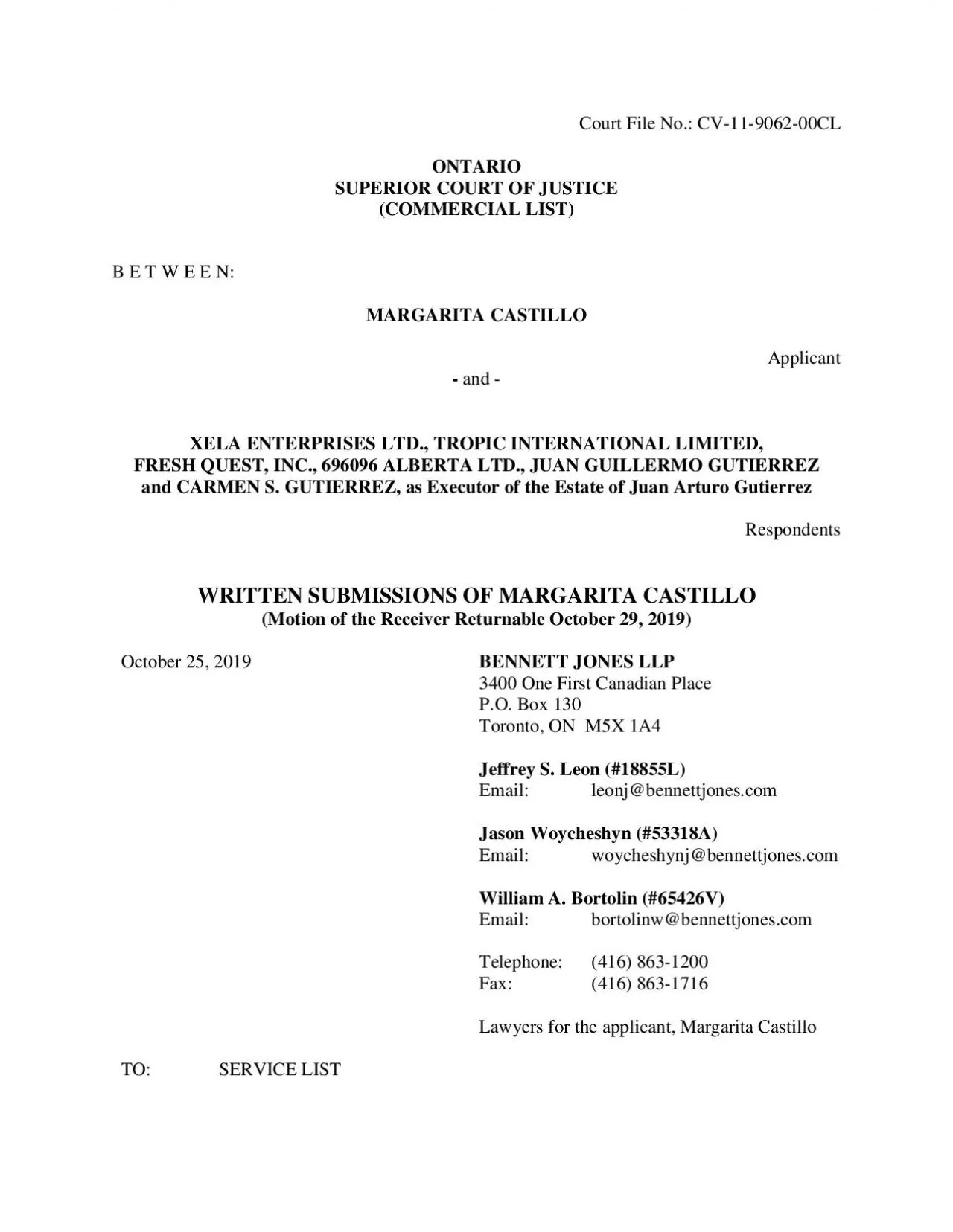 PDF-xMCIxD 0 xMCIxD 0 Court File No CV906200CLONTARIOSUPERIOR COURT OF