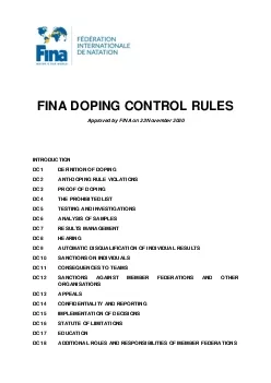FINA DOPING CONTROL RULES