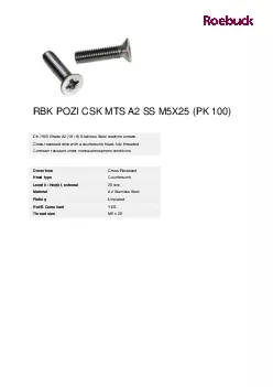 RBK POZI CSK MTS A2 SS M5X25 PK 100