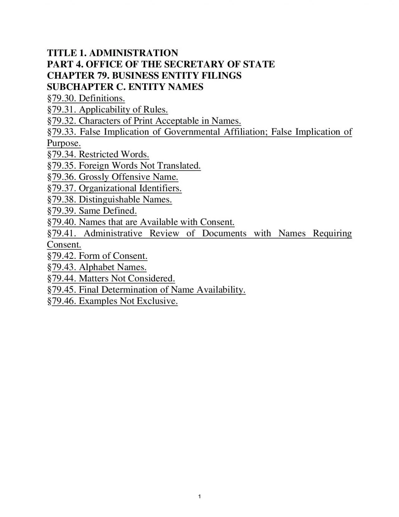 PDF-TITLE 1 ADMINISTRATIONCHAPTER 79BUSINESS ENTITY FILINGSSUBCHAPTER CENT