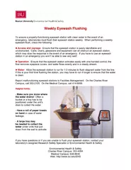 Weekly Eyewash Flushing Access and signage Operation W
