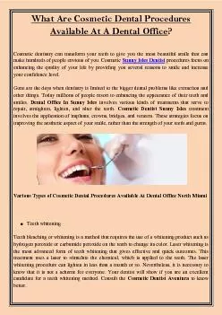 What Are Cosmetic Dental Procedures Available At A Dental Office?