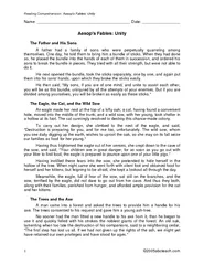 Reading Comprehension Aesops Fables Unity Name   Date