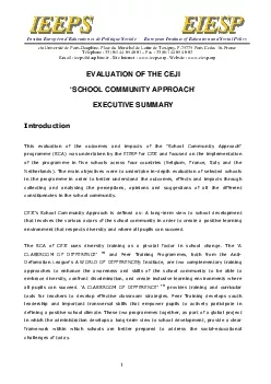 1 EVALUATION OF THE CEJI  SCHOOL COMMUNITY APPROACH  EXECUTIVE SUMMARY