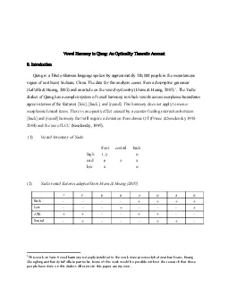 Vowel Harmony in Qiang