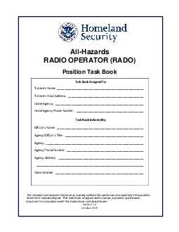 AllHazardsRADIO OPERATOR RADOPosition Task BookTask Book Assigned To