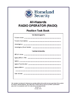 RADIO OPERATOR RADO Position Task Book