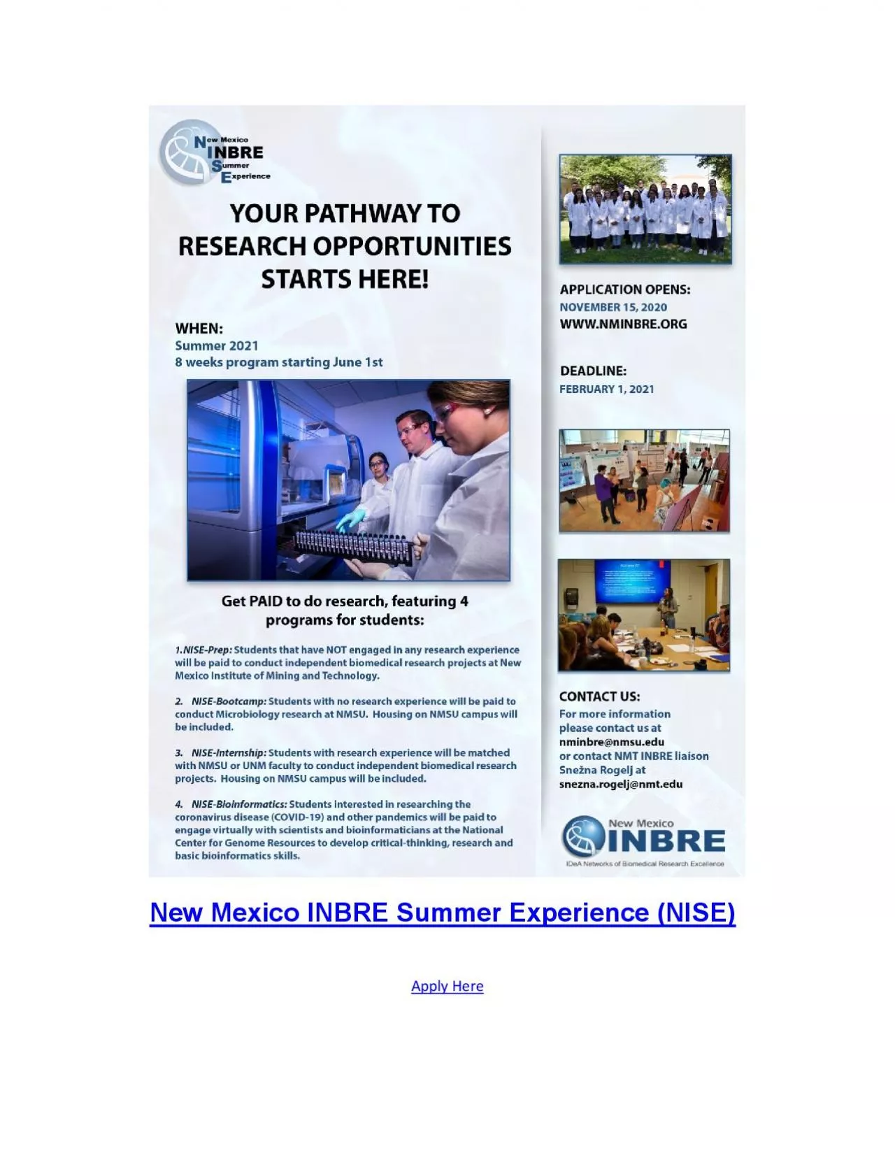 PDF-New Mexico INBRE Summer Experience NISE