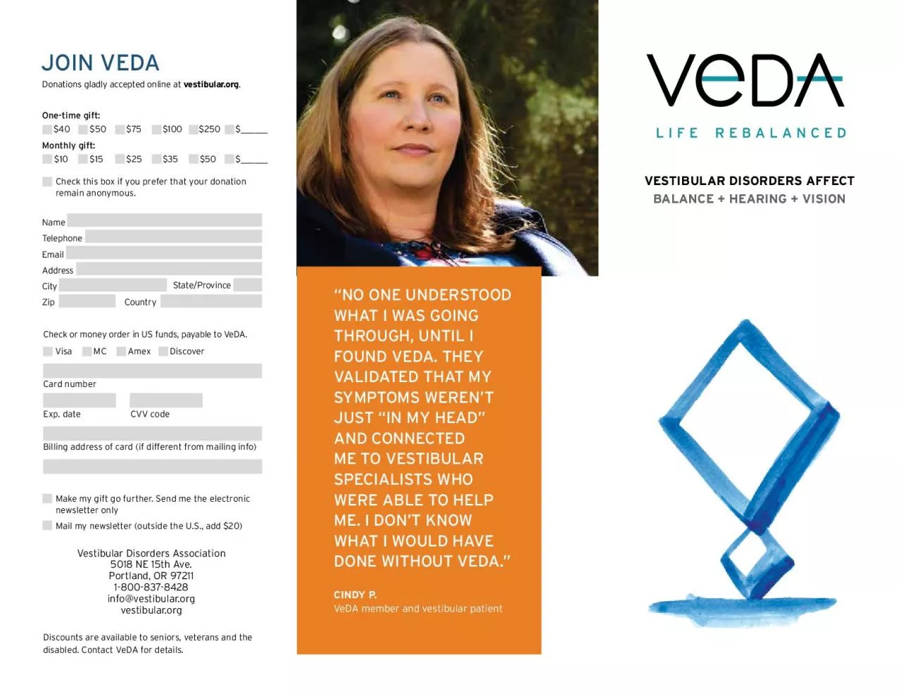 PDF-Check or money order in US funds payable to VeDA Visa MC