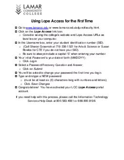 Using Lope Access for the First Time