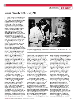 Zena Werb 19452020nlike 30 years ago when the notion of tumor cells be