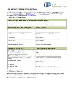 UTP MISU SYSTEM DESCRIPTION For clarification regarding UTP Level 1 Mu