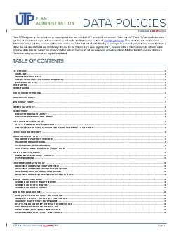 UTP Data Policies Published