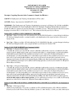 DEPARTMENT OF LABOR Employment  Training Administration Solicitation f