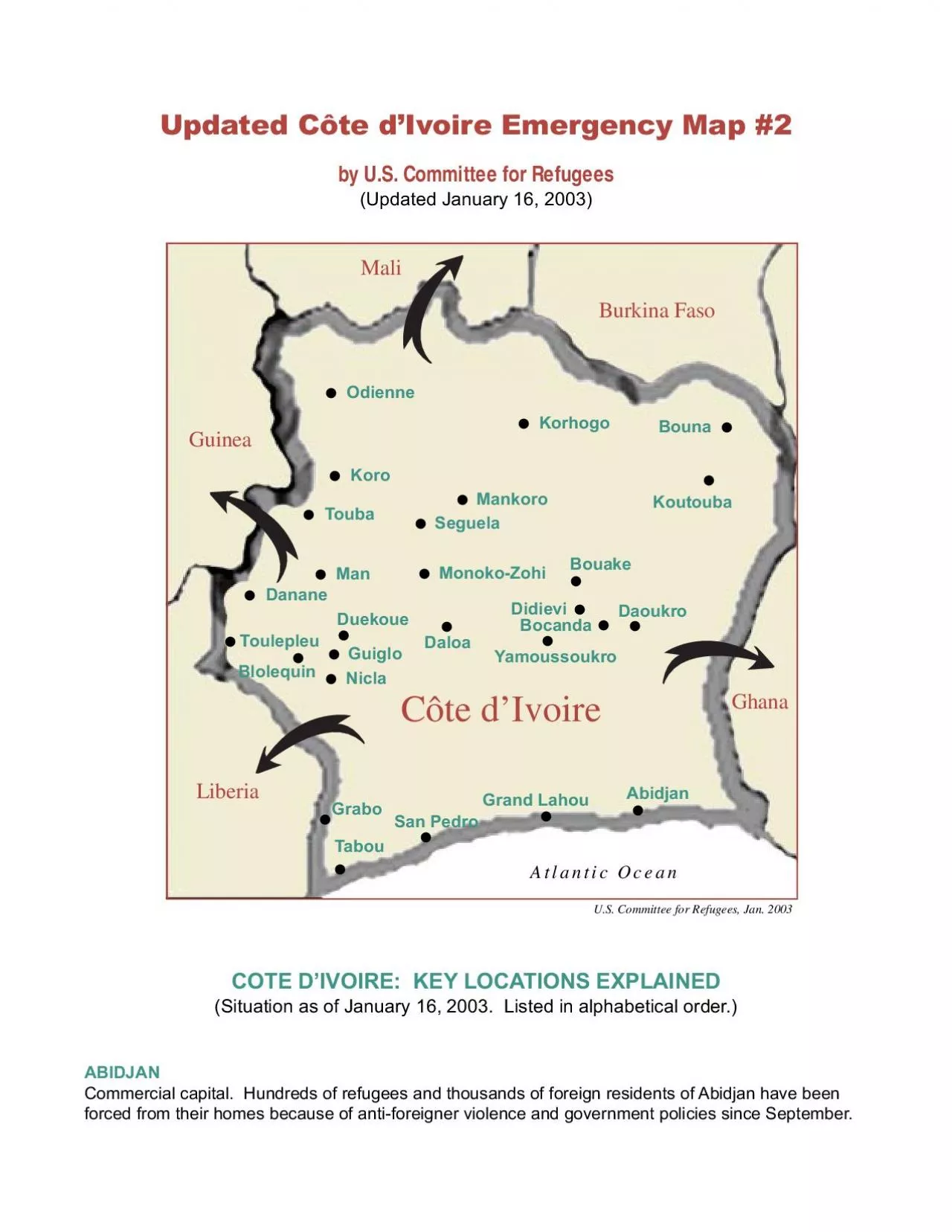 PDF-Updated Cte dIvoire Emergency Map 2COTE DIVOIRE KEY LOCATIONS EXPLAIN