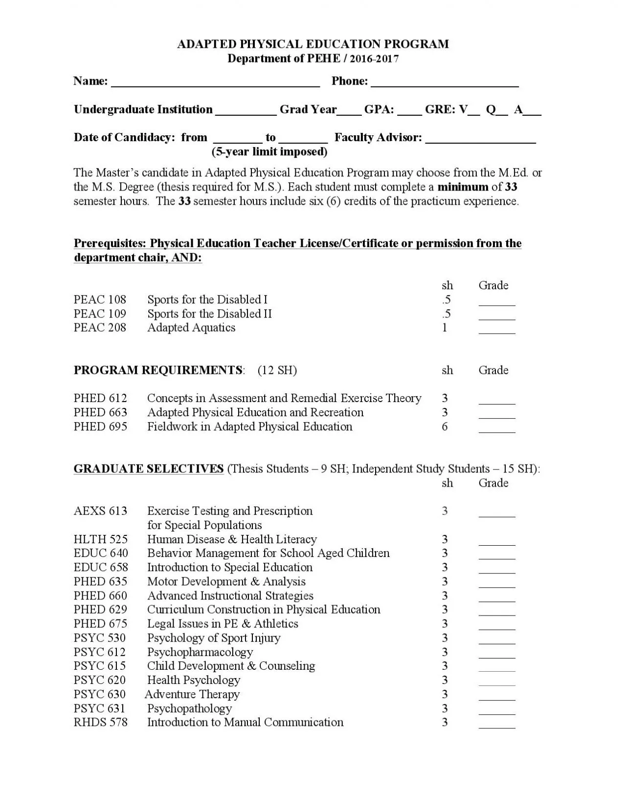 PDF-sh Grade PEAC 108 Sports for the Disabled I 5 PEAC 109 Sports f