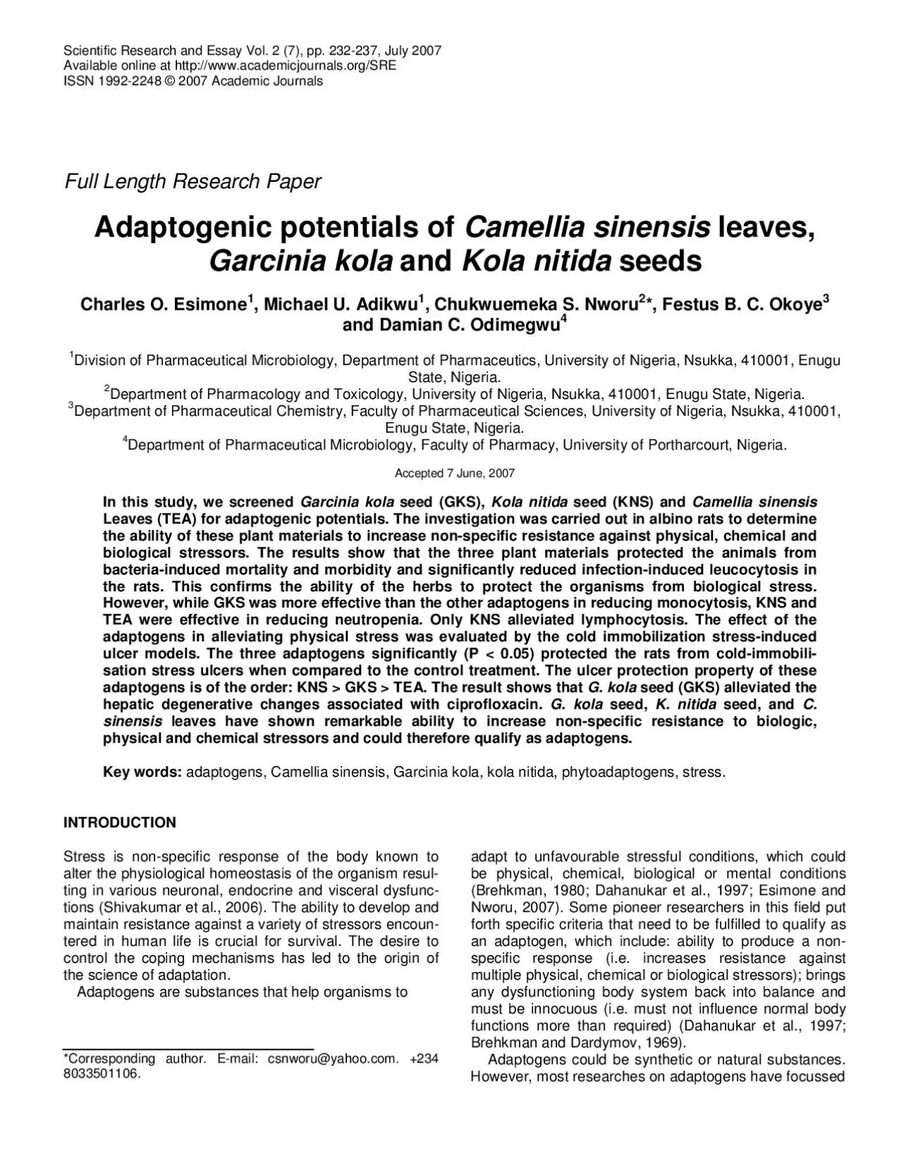 PDF-Scientific Research and Essay Vol 2 7 pp 232237 July 2007 Available o