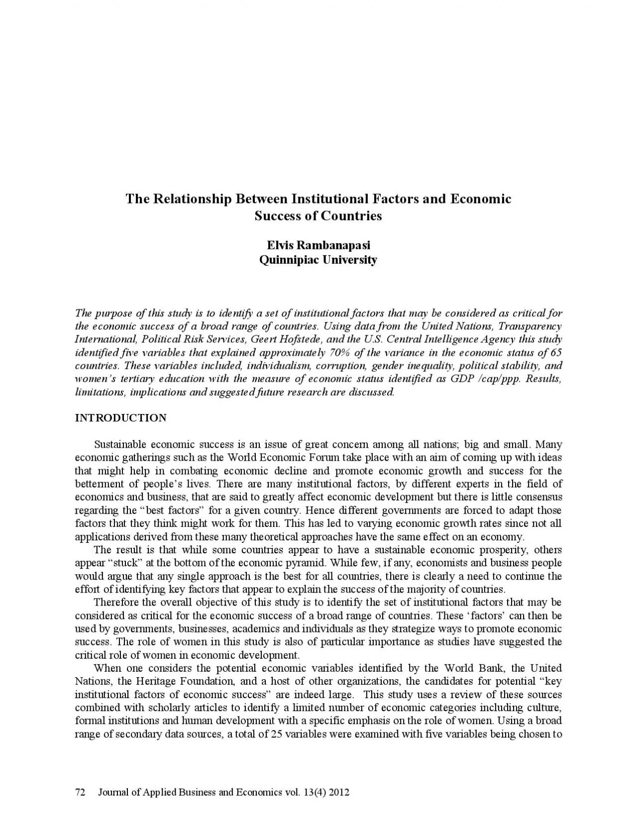 PDF-e Relationship Between Institutional Factors and EconomicSuccess of Co