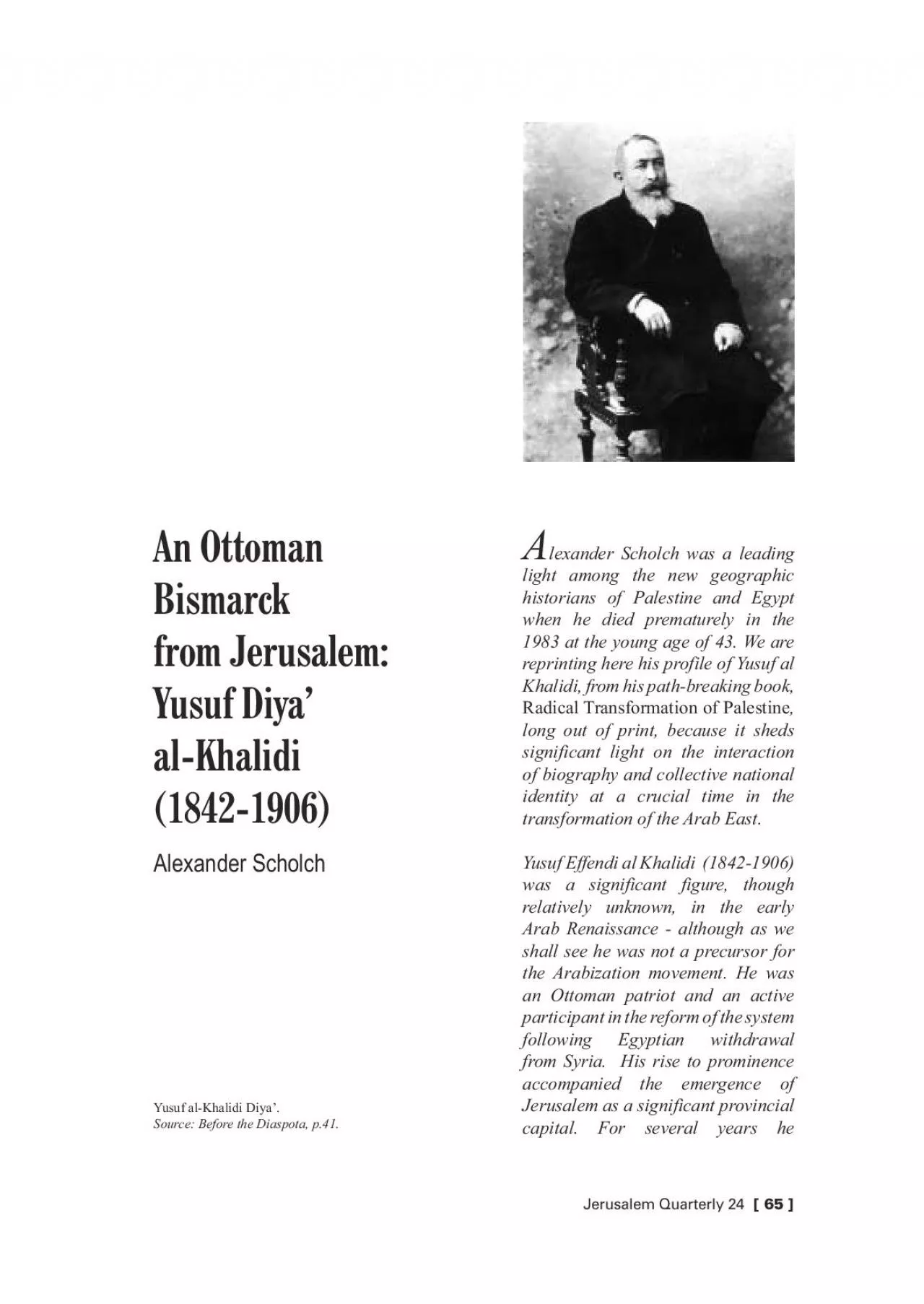 PDF-An Ottoman Bismarck from Jerusalem Yusuf Diya light among the new geog