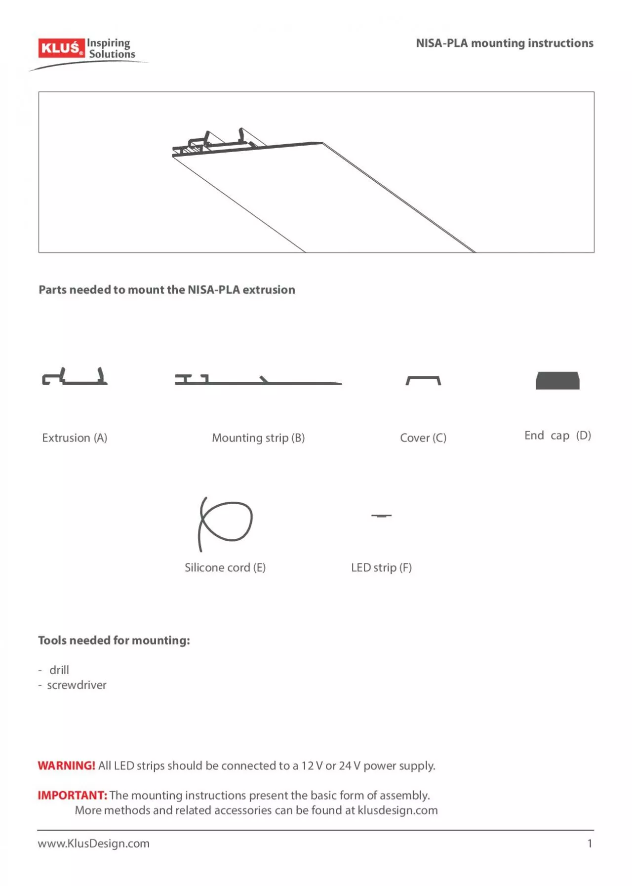 PDF-Connect power and assemble the extrusion A with the mounting st