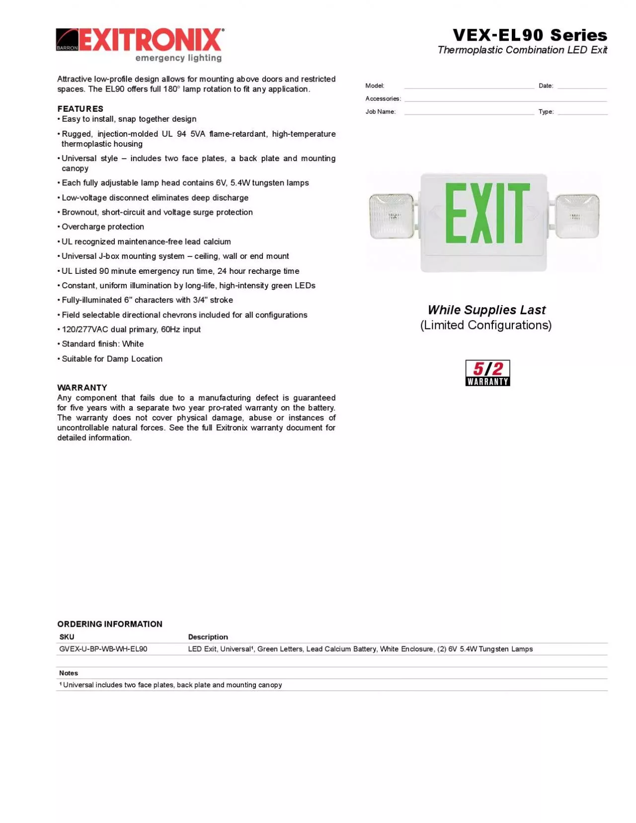 PDF-ORDERING INFORMATIONLED Exit Universal Green Letters Lead Calcium Batt