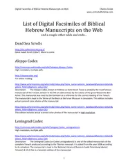 Digital Facsimiles of Biblical Hebrew Manuscripts on W