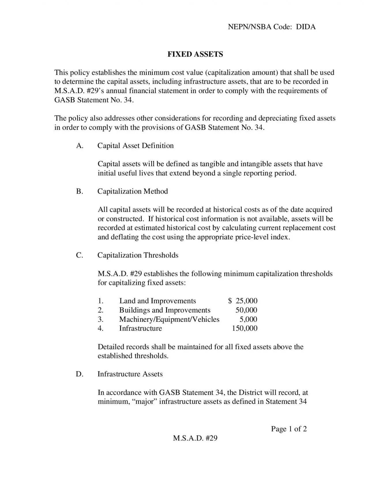 PDF-NEPNNSBA Code DIDA This policy establishes the minimum cost value ca