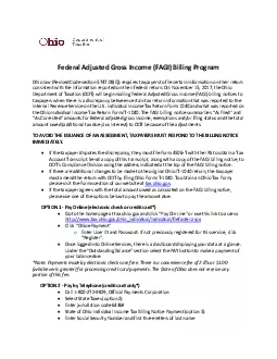 Federal Adjusted Gross Income FAGI Billing Program