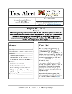 Maryland Tax AlertPage of TTY Maryland Relay 711